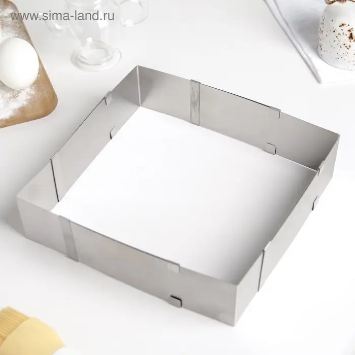 Форма для выкладки и выпечки с регулировкой размера, 15.5&times;28 см, h=5 см, серебристая