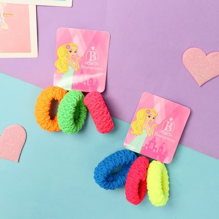 Резинка для волос "Махрушка спорт" (набор 3 шт) юность, 5 см, микс