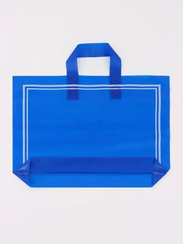 Пакет с петлевой ручкой синий 40 х 30 х 8 см  80 мкм