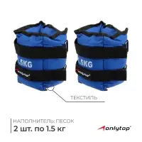 Утяжелители ONLYTOP, 2 шт. &times; 1.5 кг, цвет синий