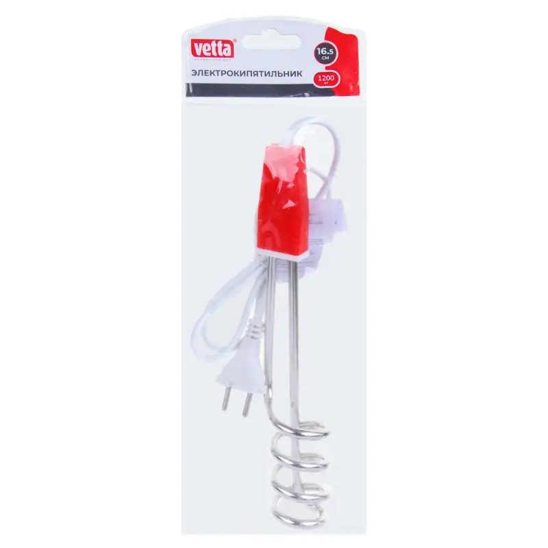 Электрокипятильник 1200Вт, 220В, шнур 80см, погружная часть 16,5см