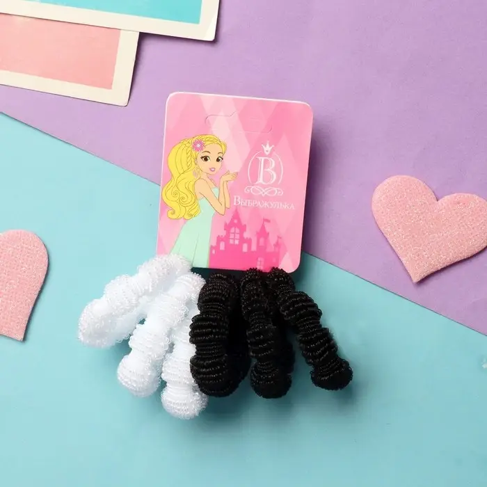 Резинка для волос Резинка для волос "Махрушка" (набор 6 шт) 3 см, чёрно-белый