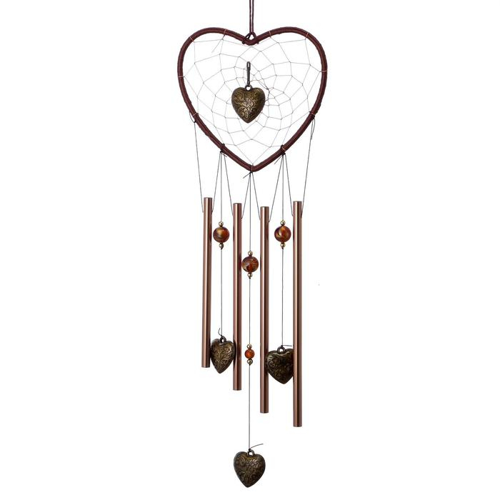 Музыка ветра+ловец снов Музыка ветра+ловец снов "Сердце в сердце" 4 трубки 52 см