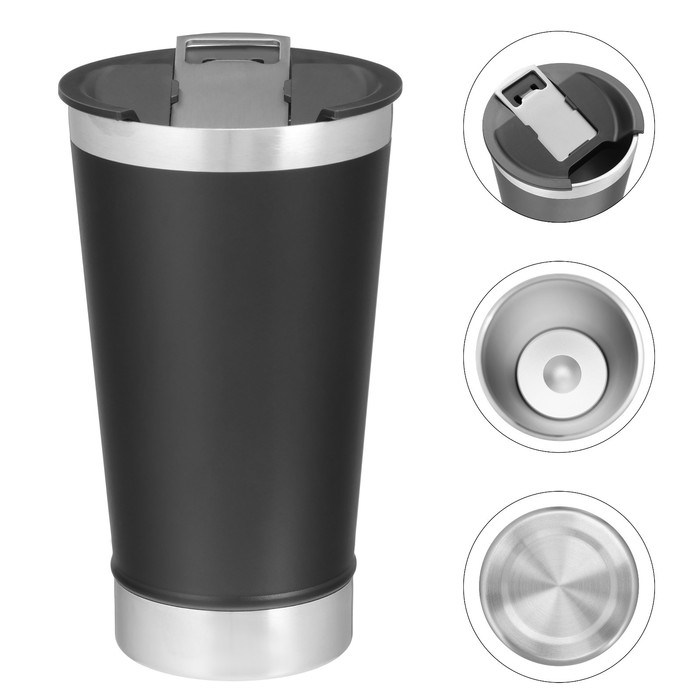 Термостакан пивной, 600 мл, Beer, открывашка, черный Термостакан пивной, 600 мл, Beer, открывашка, черный