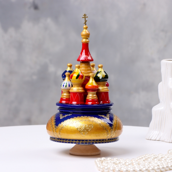 Сувенир музыкальный «Храм» №1, сине-золотой, ручная роспись, 12×22 см Сувенир музыкальный «Храм» №1, сине-золотой, ручная роспись, 12×22 см