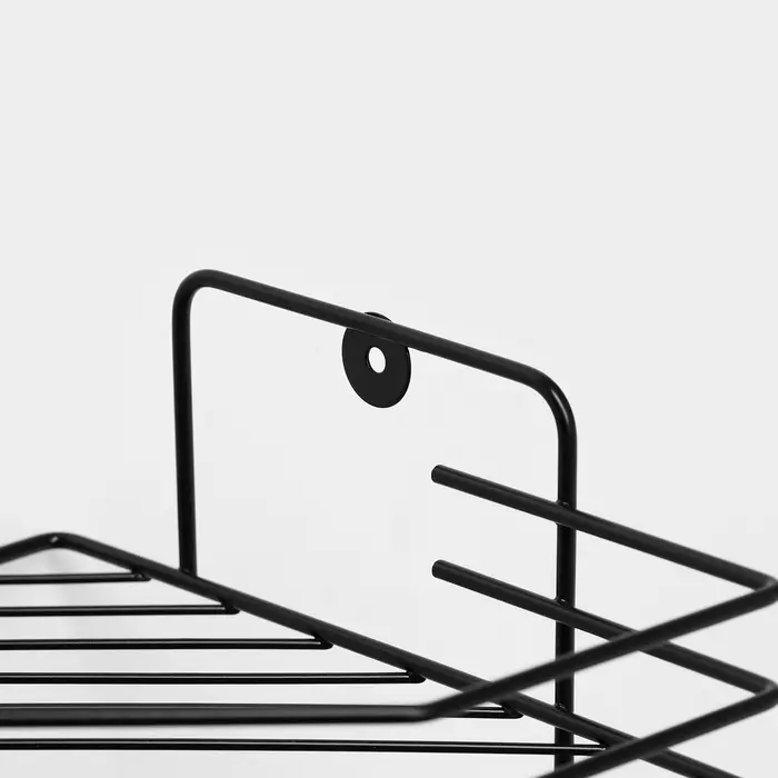 Полка угловая для ванной, настенная, 1 ярус, с мыльницей, 27.5&times;20&times;15.5 см, чёрная