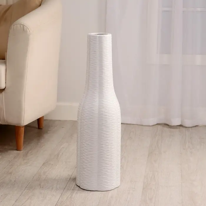 Ваза керамика напольная "Бутыль" крапинка, 60 см, белый