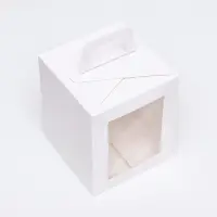 Коробка для десерта, упаковка кондитерская, белая, 15&times;15&times;18 см