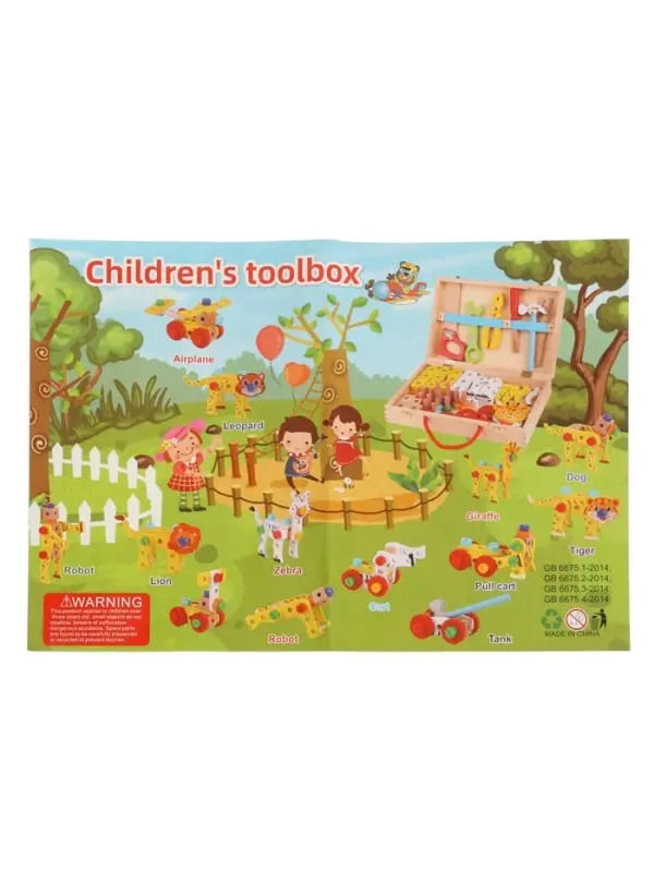 Набор инструментов детский «Собери животных», деревянный конструктор Набор инструментов детский «Собери животных», деревянный конструктор