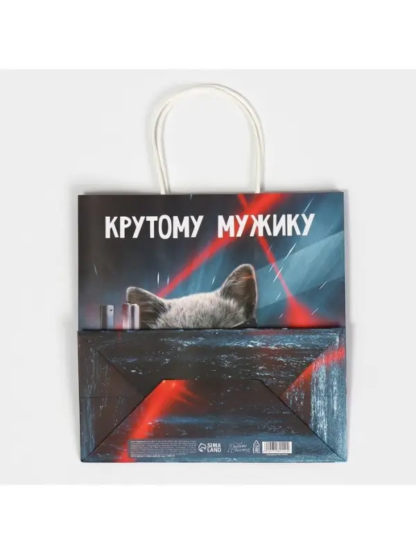 Пакет подарочный, упаковка, &laquo;Мужику&raquo;, 22 х 22 х 11 см