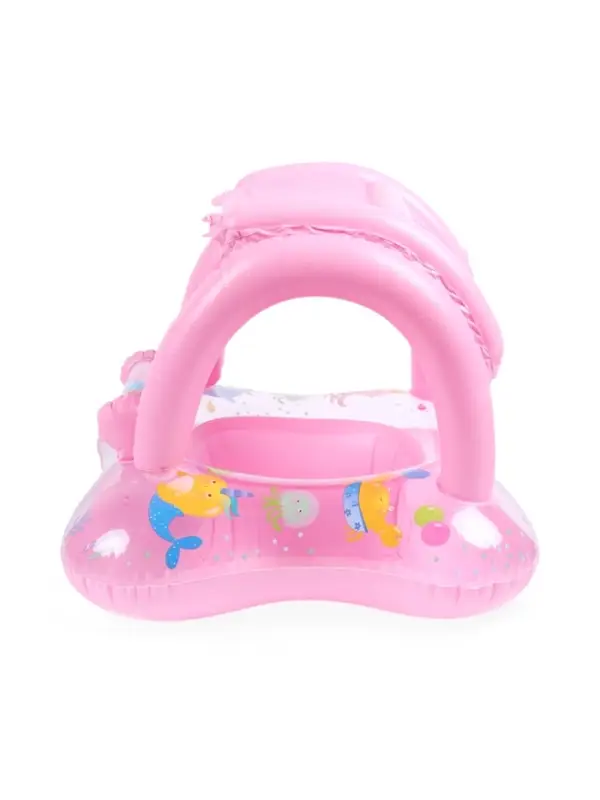 Круг для плавания детский с погремушкой 70 см, цвет розовый