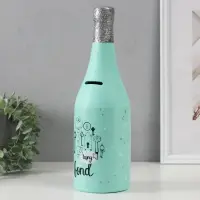 Копилка для денег &laquo;Бутылка шампанского&raquo;, керамика, мятная, 9.5&times;9.5&times;30 см