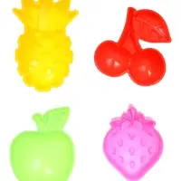 Набор для игры в песке (Ведро 1л, 4 формочки фрукты-ягоды, грабельки и лопатка)