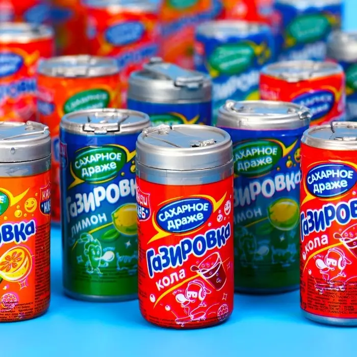 Драже «Газировка» баночках, ассорти, 4 г Драже «Газировка» баночках, ассорти, 4 г