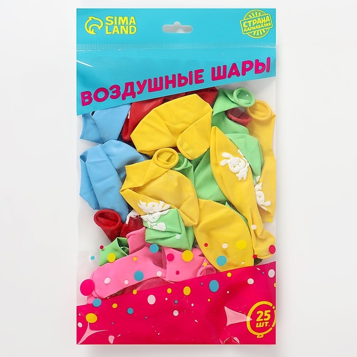 Воздушный шар латексный 12 Воздушный шар латексный 12" «Милые животные», пастель, 25 шт., МИКС