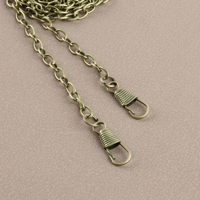 Набор для создания сумки, 4 предмета, кольцо-карабин - 2 шт, цепочка, застёжка, цвет бронзовый