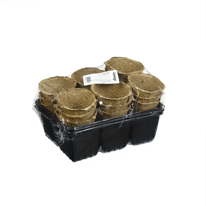 Набор для рассады: торфяной горшок 6×6 см, кассета на 6 ячеек, 17.5×13.5 см, Greengo