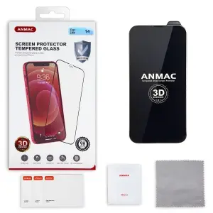 Защитное стекло для iPhone 13/13 Pro/14/16e 3D ANMAC черное усиленное Арт.1137412