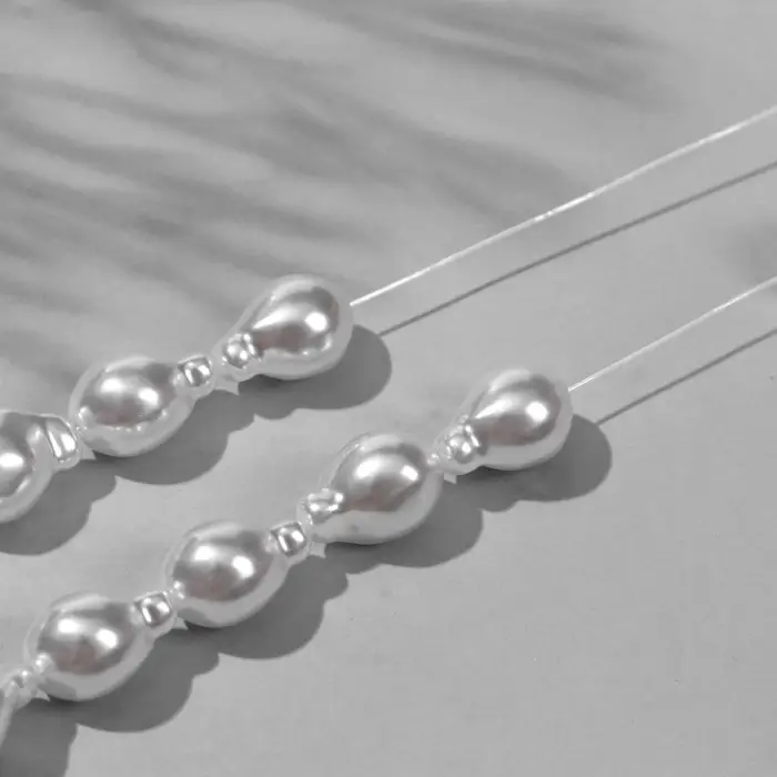 Бусины пластиковые на нити &laquo;Жемчуг&raquo;, 14&times;10 мм, набор 90 шт., цвет белый