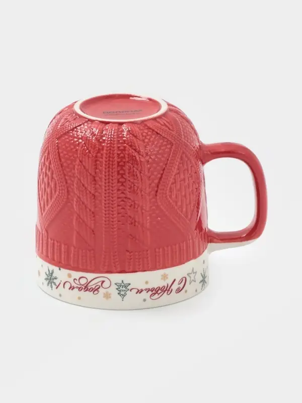 Кружка новогодняя Доляна «Праздничное настроение», фарфор, красная Кружка новогодняя Доляна «Праздничное настроение», фарфор, красная