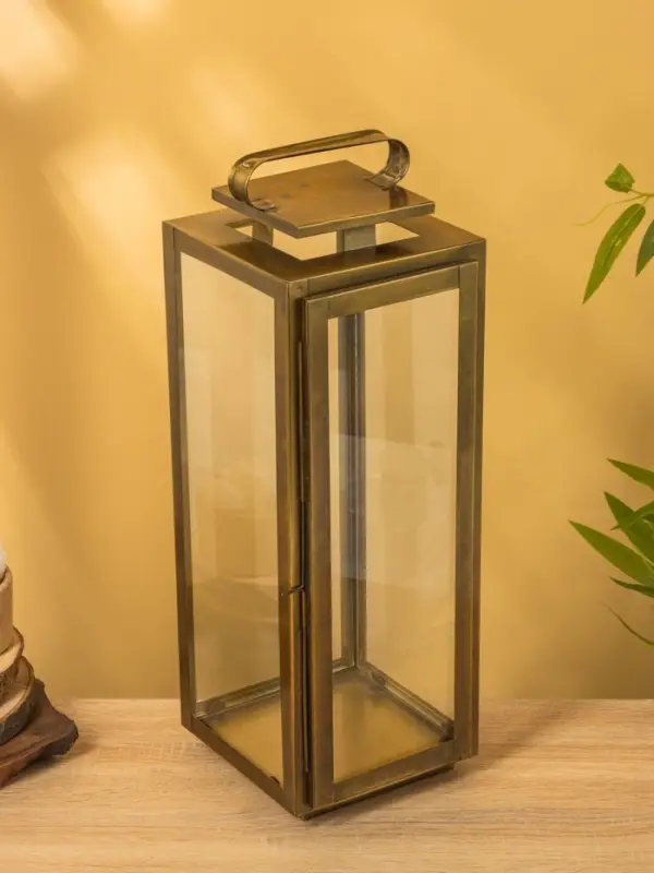 Подсвечник фонарь "Большие окна" железо 50х16,5х17 см