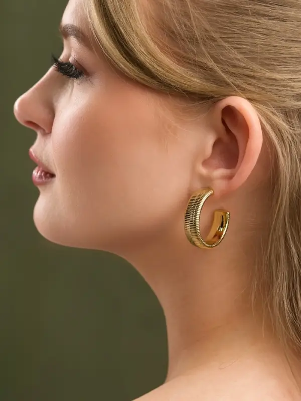 Серьги кольца &laquo;Пружина&raquo;, d=3 см, цвет золото