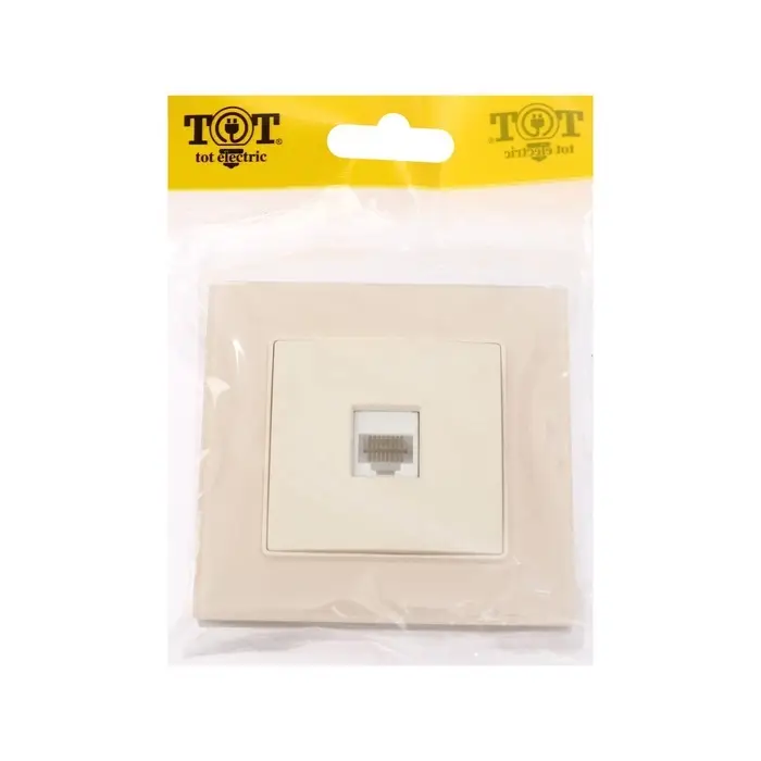 Розетка компьютерная TOT Matte Glass, стекло, скрытая, одноместная, бежевая