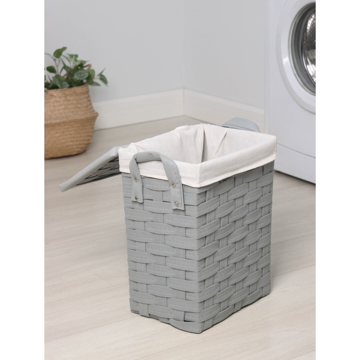 Корзина для белья Доляна «Плетение», 37×24×42 см, цвет серый Корзина для белья Доляна «Плетение», 37×24×42 см, цвет серый