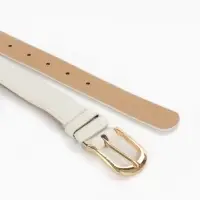 Ремень женский, 110&times;2.8 см, классическая пряжка металл, золотистая, белый