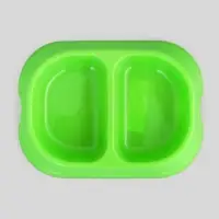 Миска двойная, 2&times;200 мл, пластик, зелёная