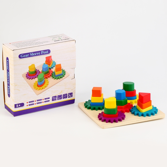 Деревянная пирамидка «Шестерёнка» 23,5 × 23,5 × 8 см Деревянная пирамидка «Шестерёнка» 23,5 × 23,5 × 8 см