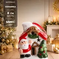 Фигура керамическая с подсветкой &laquo;Дед Мороз - снеговик&raquo;, 2хLR44, 6&times;5&times;8 см, МИКС