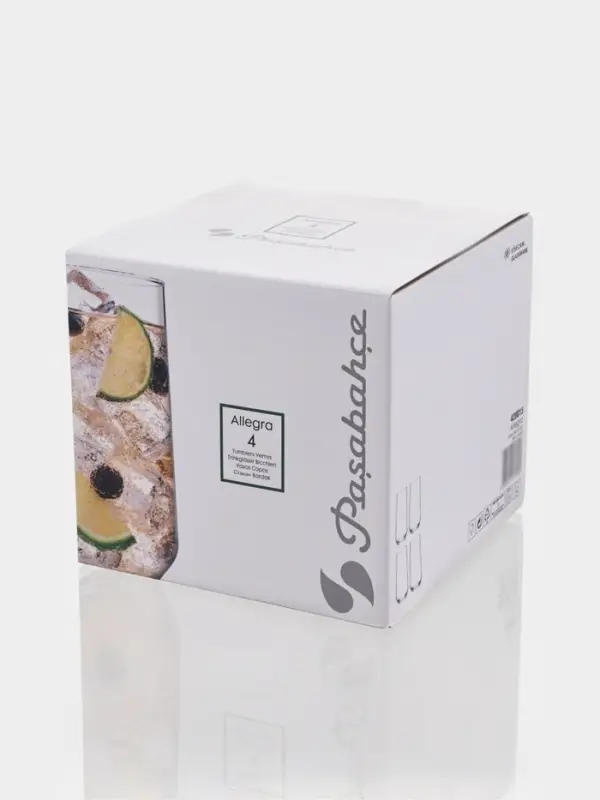 Набор стаканов Paşabah&ccedil;e Allegra, 470 мл, 4 шт., стекло, прозрачный