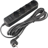 Удлинитель Power Cube 5м, 4р, без выкл., 10А черн. (PC-1B-5M)
