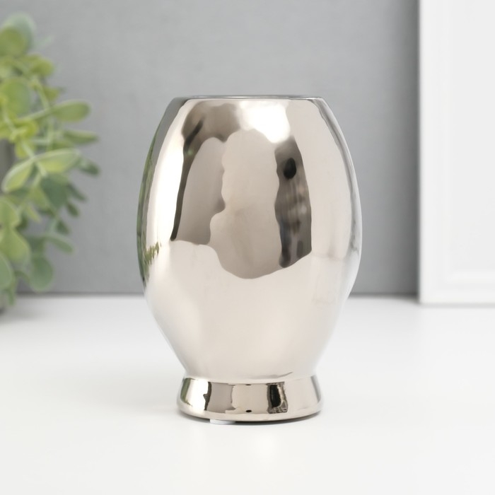 Подсвечник керамика на 1 свечу  Подсвечник керамика на 1 свечу "Сова Сипуха" d=3,5 серебро 9х8,5х12,5 см