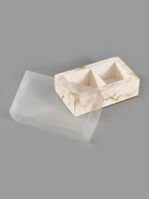 Коробка для 2 конфет с ячейками &laquo;Мрамор&raquo;, 10&times;6&times;3 см