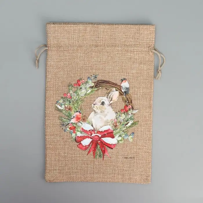 Мешочек подарочный с термонаклейкой «Зайка», 16 х 24 см +/- 1.5 см Мешочек подарочный с термонаклейкой «Зайка», 16 х 24 см +/- 1.5 см