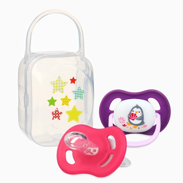 Соска - пустышка анатомическая Крошка Я «Для девочки» от 6 мес., 2 шт. + контейнер Соска - пустышка анатомическая Крошка Я «Для девочки» от 6 мес., 2 шт. + контейнер