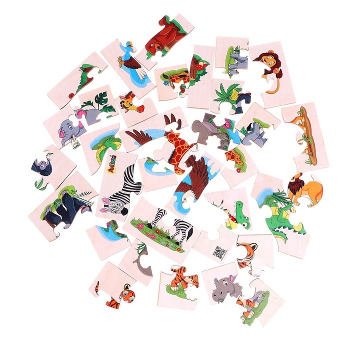 Фигурные пазлы из дерева «Дикие животные» 10 пазлов в наборе Фигурные пазлы из дерева «Дикие животные» 10 пазлов в наборе