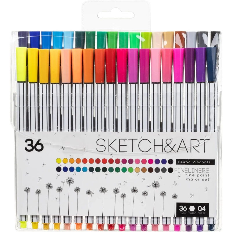 Набор линеров для скетчинга SKETCH&ART  В ПВХ кармане 0.4 мм 36 цв 36-0014