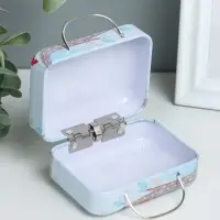Шкатулка металл чемодан "Совушки на ветке" 5,5х7,5х3,5 см