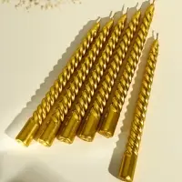 Свечи витые, 1.9&times;20 см, 6 шт., золотой металлик