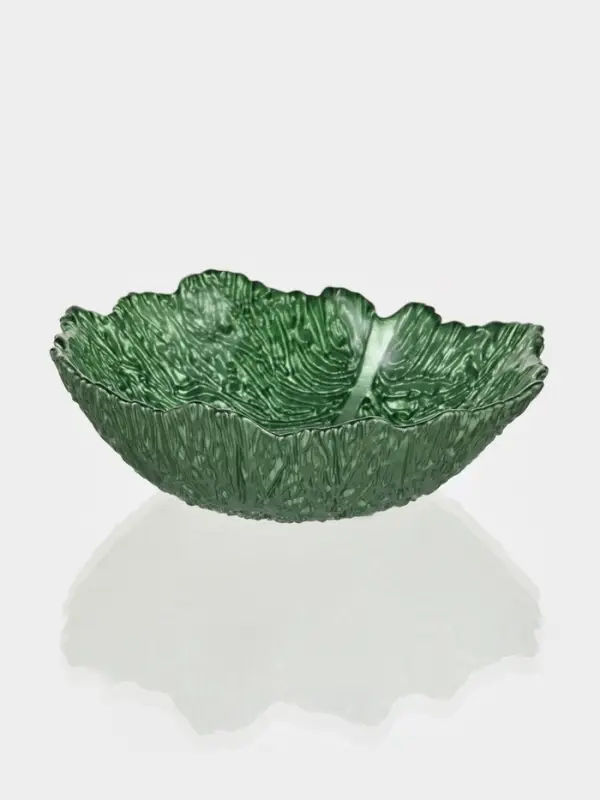 Набор салатников &laquo;Листья&raquo;, 3 шт., 380/750/1450 мл, стекло, зелёный