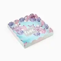 Коробка для печенья, кондитерская упаковка с пластиковой крышкой, &laquo;Нежность&raquo;, 18&times;18&times;3 см