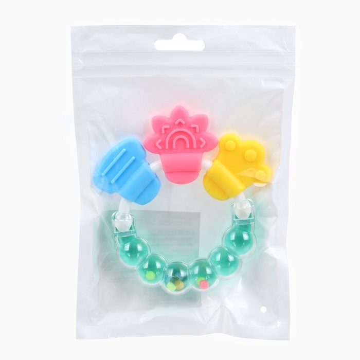 Прорезыватель погремушка Крошка Я «Браслетик», голубой/зеленый