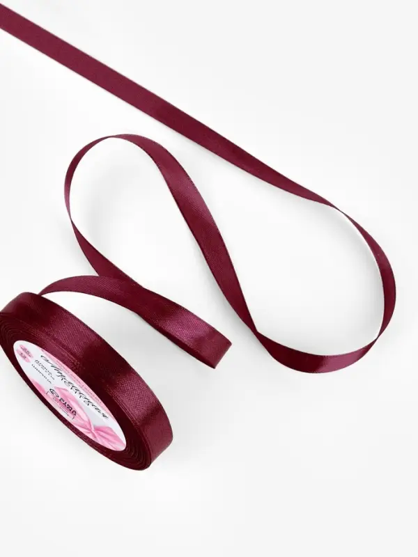 Лента атласная, 12 мм, 23&plusmn;1 м, бордовая №165