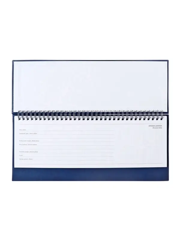 Планинг недатированный, 56 листов, на гребне, искусственная кожа, синий