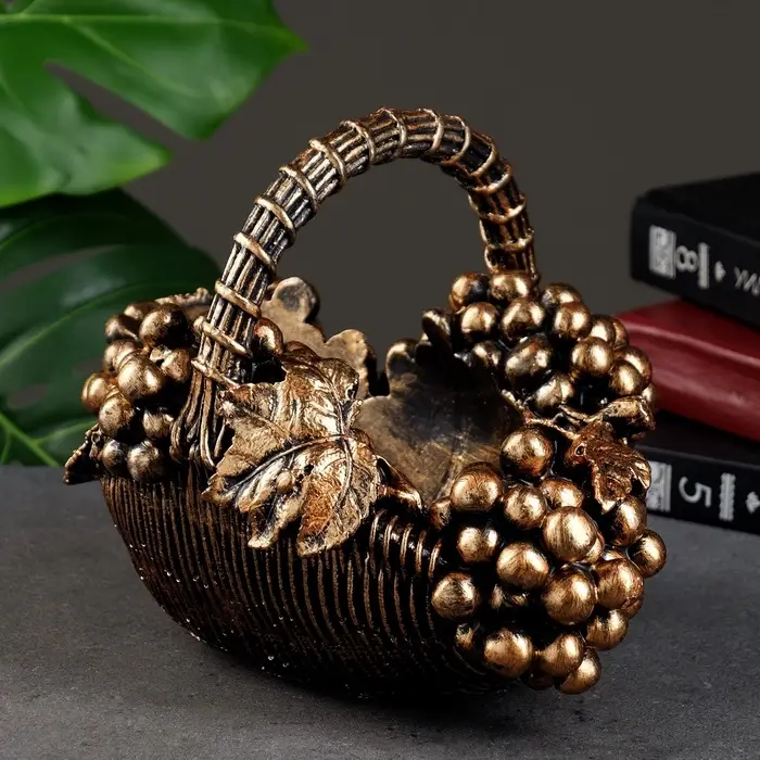 Подставка для бутылки &laquo;Корзина с виноградом&raquo;, под бронзу с позолотой, 20&times;25&times;22 см