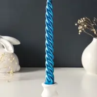 Набор свечей витых, 2,3х 24,5 см, 5 ч, 50 г, 2 штуки, синий металлик