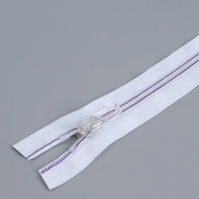 Молния «Спираль», №5, разъёмная, замок автомат, 80 см, белая, сиреневая Молния «Спираль», №5, разъёмная, замок автомат, 80 см, белая, сиреневая